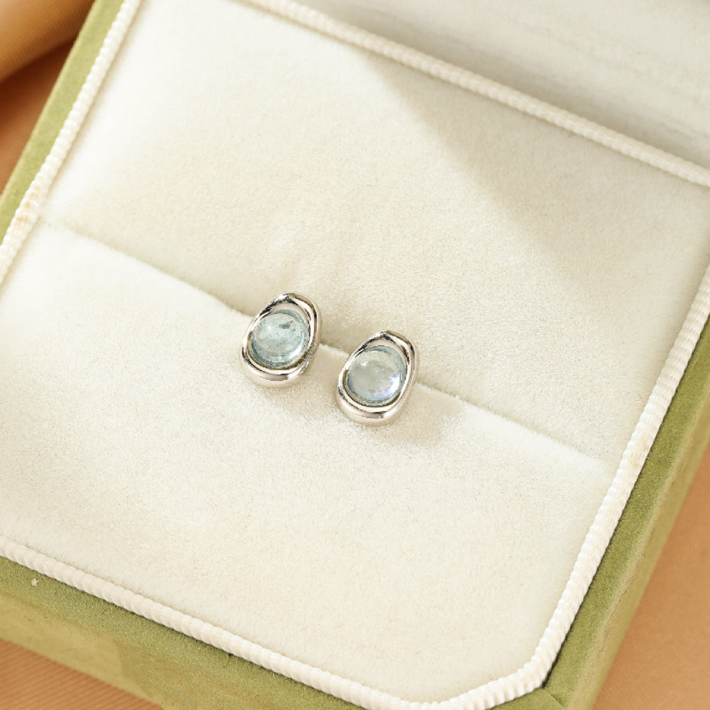 Boucles d'oreilles Aigue marine – Douce Vague, Argent