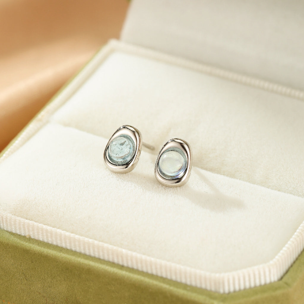 Boucles d'oreilles Aigue marine – Douce Vague, Argent