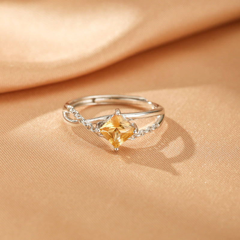 Bague Citrine – Jardin de Lumière, Argent
