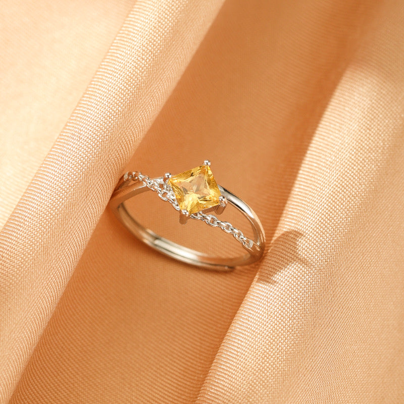 Bague Citrine – Jardin de Lumière, Argent