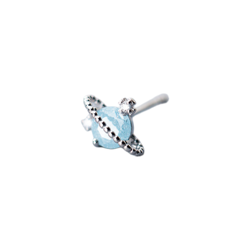 Boucles d'oreilles Aigue marine – Petite Galaxie, Argent
