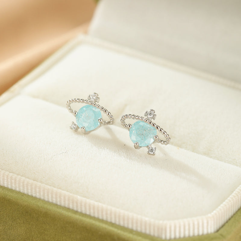 Boucles d'oreilles Aigue marine – Petite Galaxie, Argent