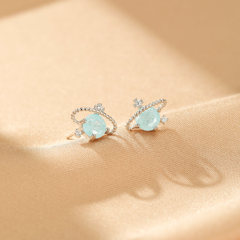 Boucles d'oreilles Aigue marine – Petite Galaxie, Argent