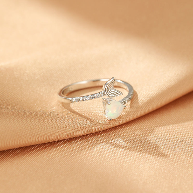Bague Opale – Cœur de Sirène, Argent