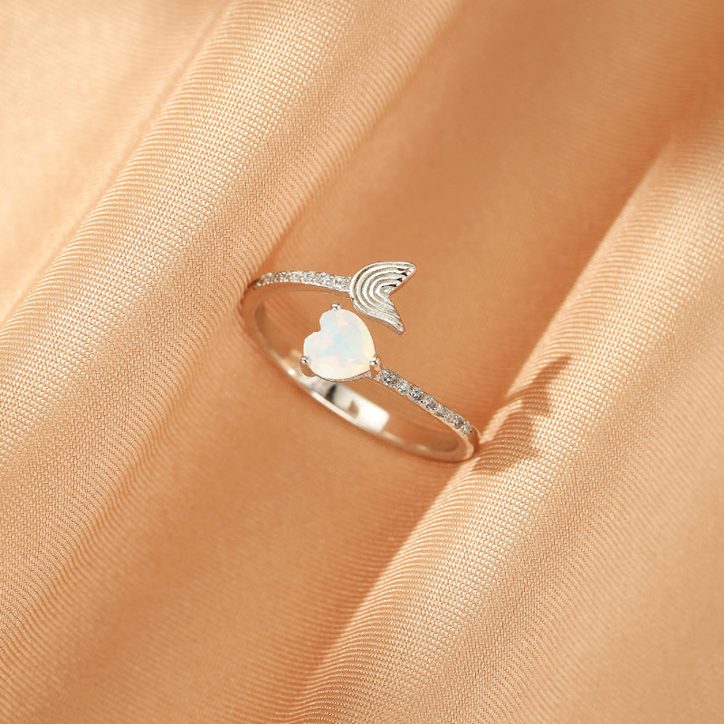 Bague Opale – Cœur de Sirène, Argent