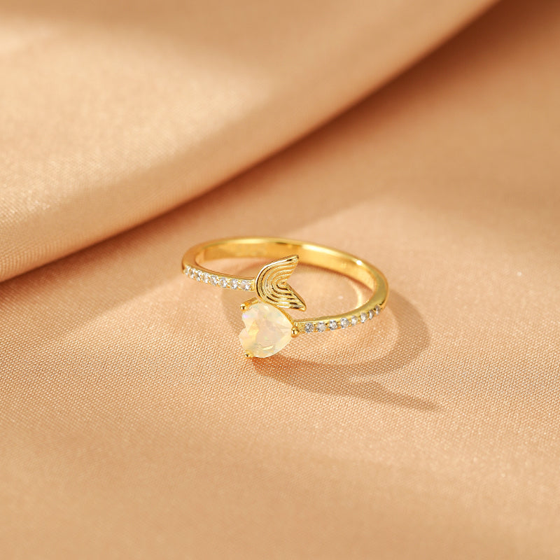 Bague Opale – Cœur de Sirène, Argent