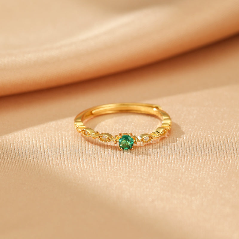 Emerald Ring – Enchanted Forest, 18K Gold Plated Silver