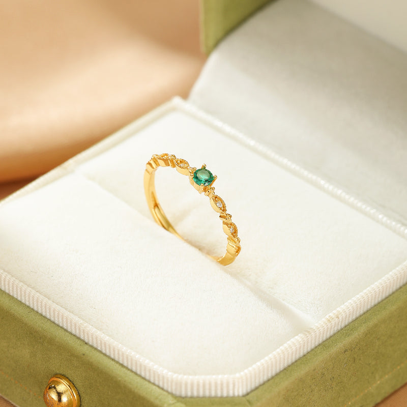 Emerald Ring – Enchanted Forest, 18K Gold Plated Silver