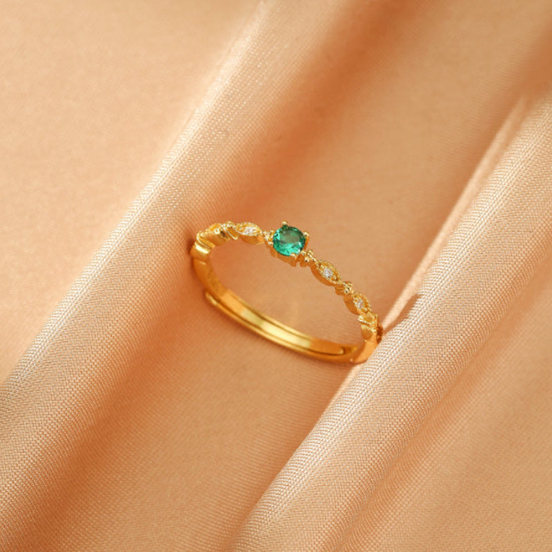 Emerald Ring – Enchanted Forest, 18K Gold Plated Silver