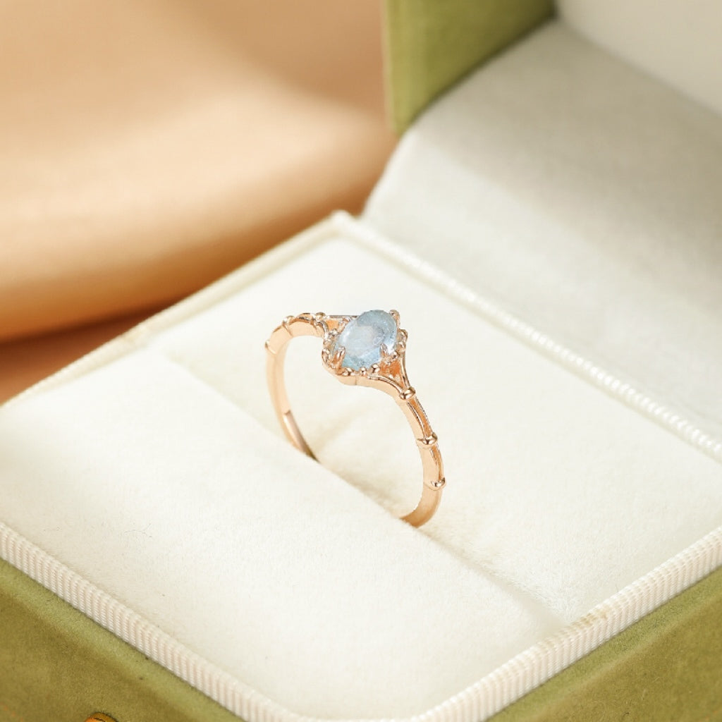 Bague Aigue marine – Bienveillance Céleste, Argent
