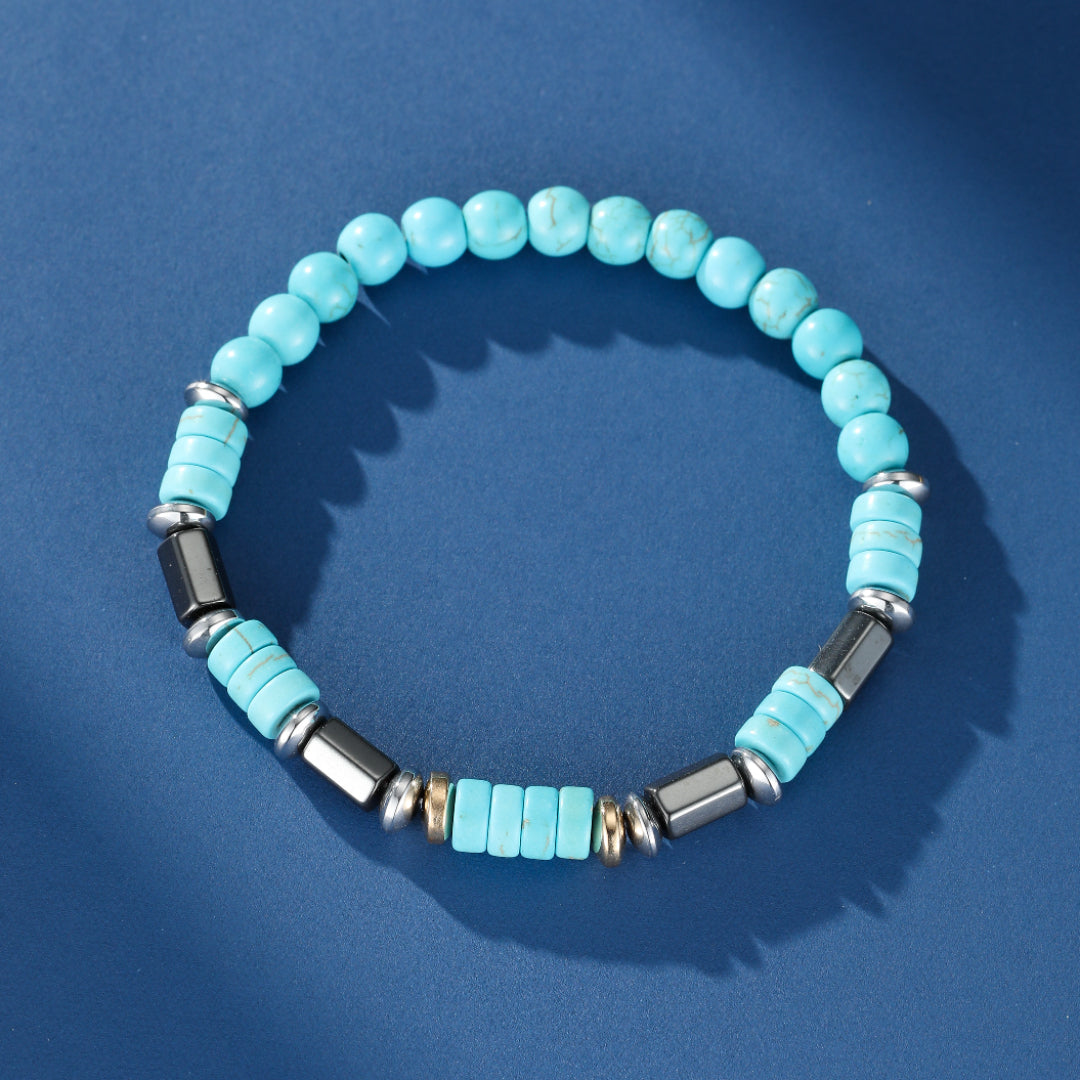 Bracelet Homme Hématite Turquoise – Élan Céleste