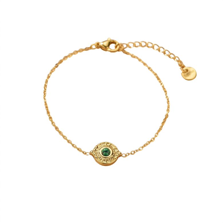 Bracelet Malachite – Éclat Végétal, Acier Inoxydable