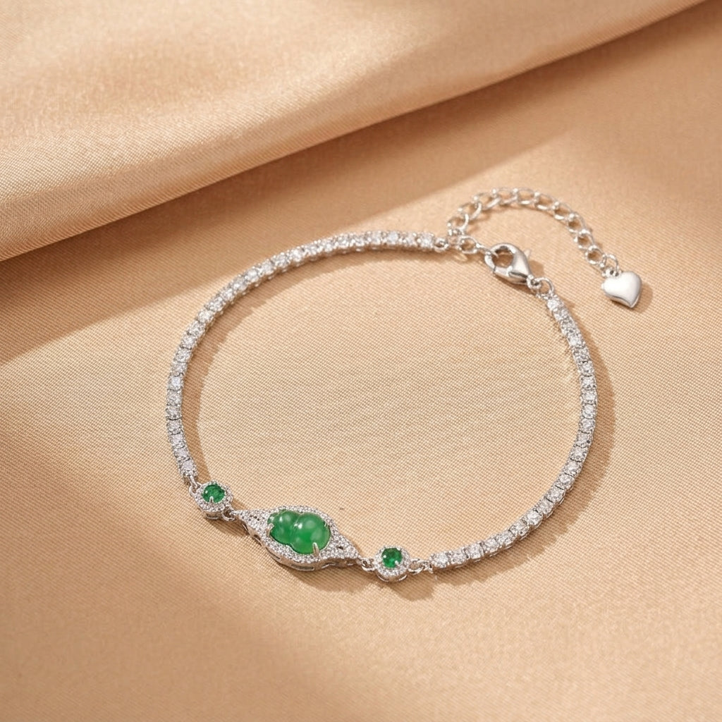 Bracelet Jadeïte – Éclat Serpentin, Argent
