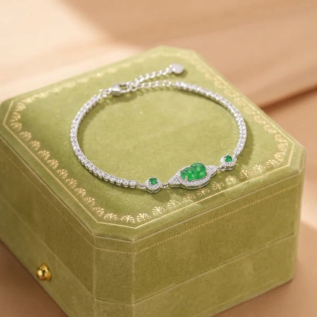 Bracelet Jadeïte – Éclat Serpentin, Argent