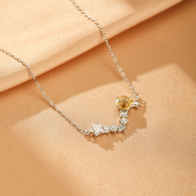 Collier Citrine – Constellation Dorée, Argent