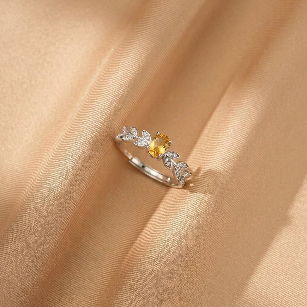 Bague Citrine – Abondance Dorée, Argent