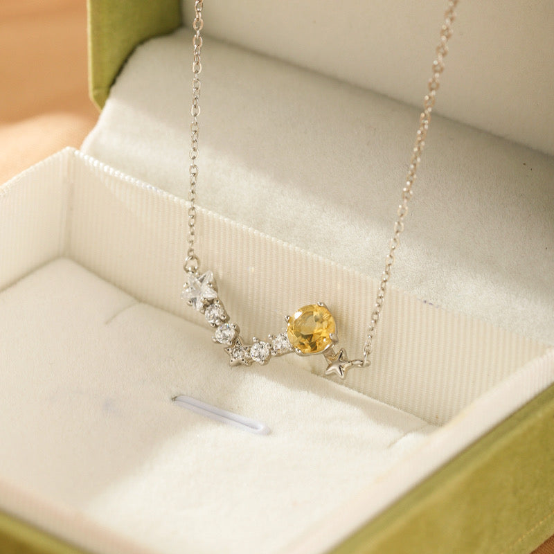 Collier Citrine – Constellation Dorée, Argent