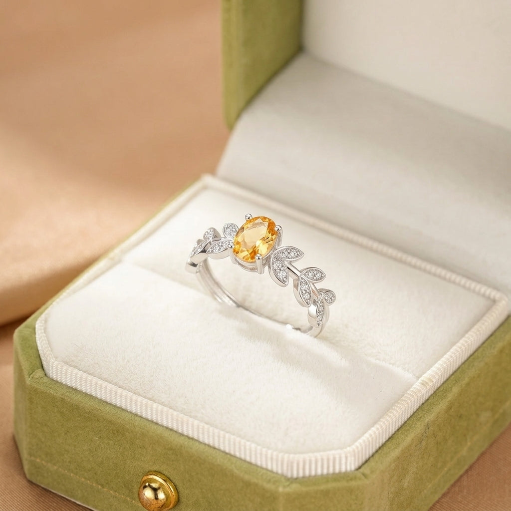 Bague Citrine – Abondance Dorée, Argent