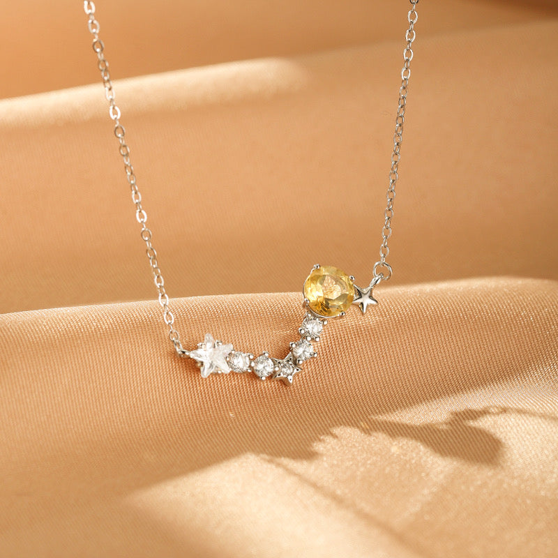 Collier Citrine – Constellation Dorée, Argent