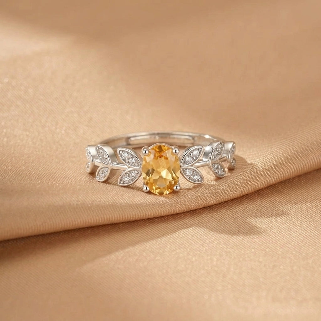 Bague Citrine – Abondance Dorée, Argent
