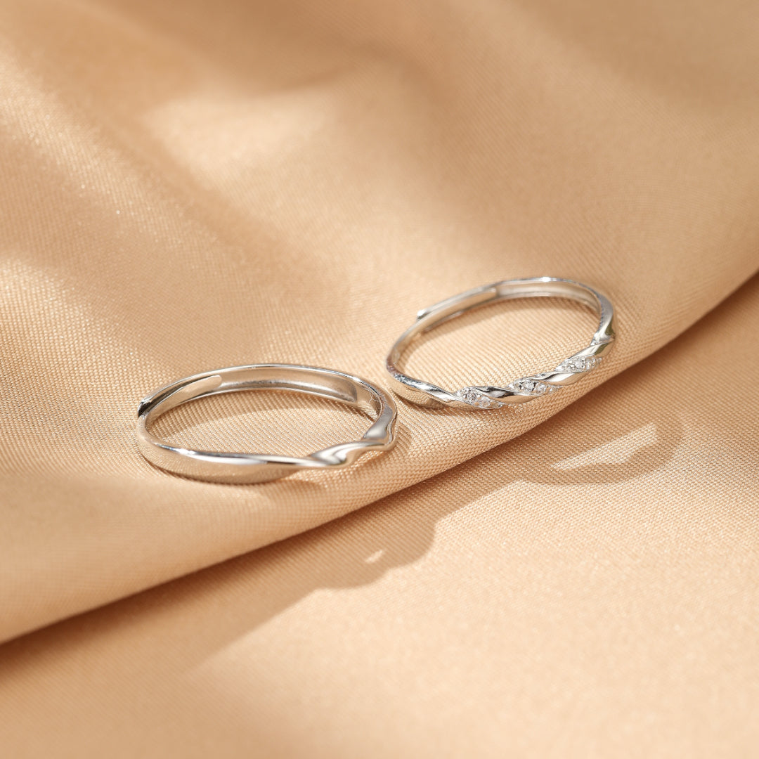 Bague Couple – Cœur Entrelacé, Argent