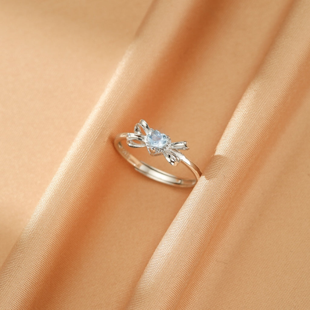 Bague Aigue marine – Cœur Azur, Argent 925