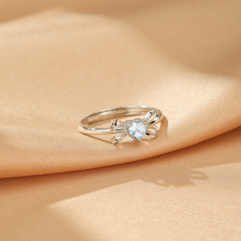 Bague Aigue marine – Cœur Azur, Argent 925