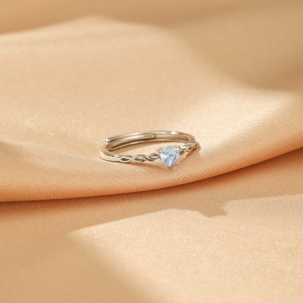 Bague Aigue marine – Cœur Serein, Argent