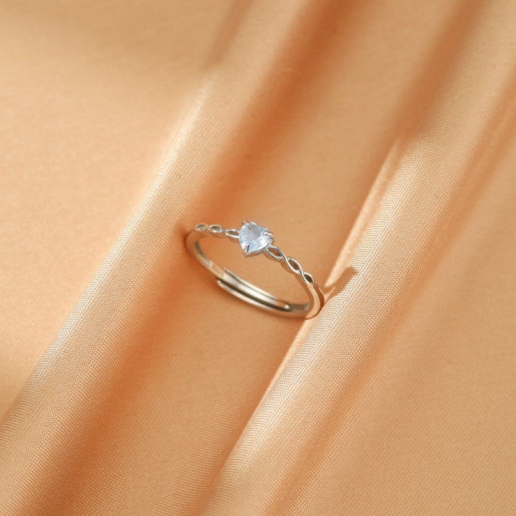 Bague Aigue marine – Cœur Serein, Argent