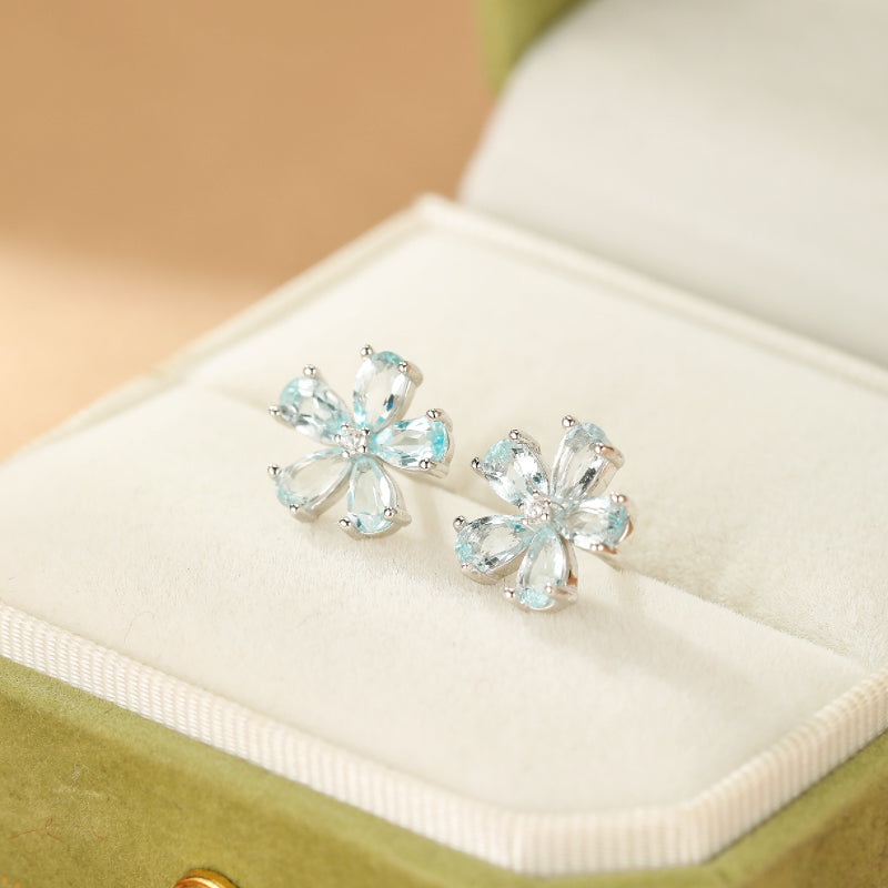 Topaz Earrings – Horizon Flower, Silver