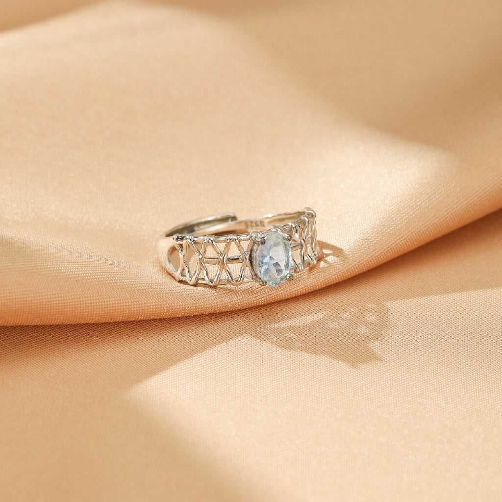 Bague Aigue marine – Perle de l’Océan, Argent 925