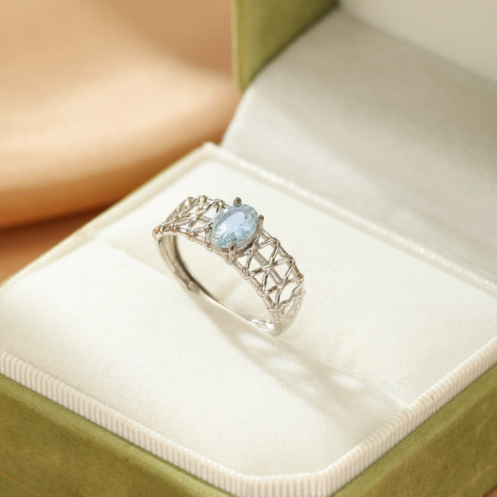 Bague Aigue marine – Perle de l’Océan, Argent 925