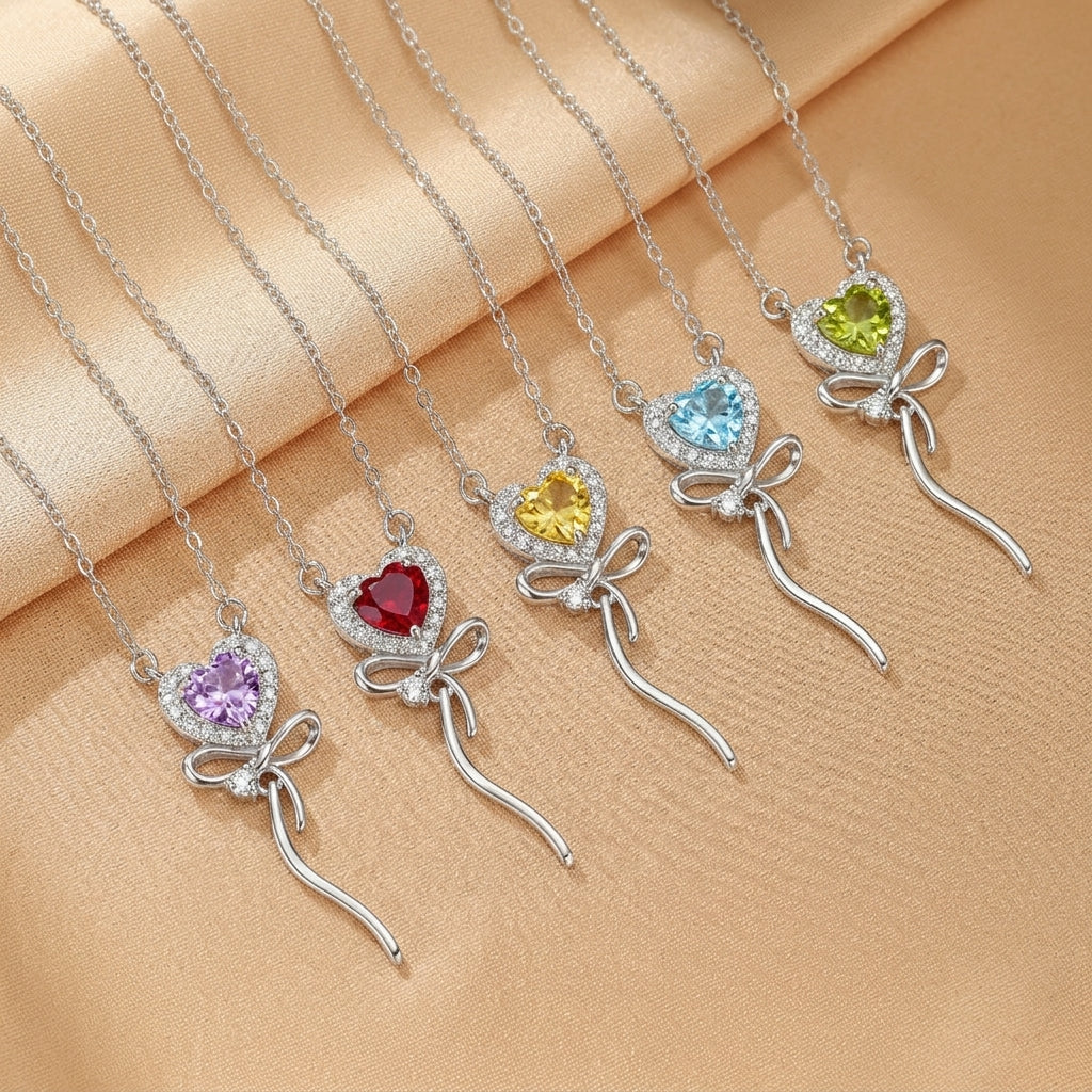 Collier Pierres fines multicolores – Cœur Enchanté, Argent plaqué Or 18k