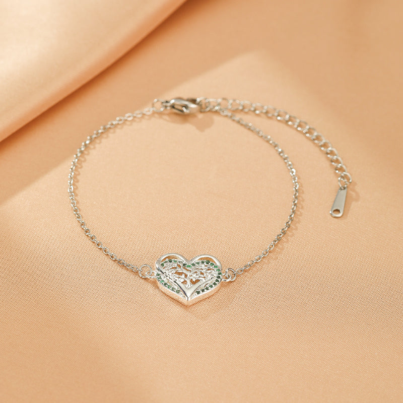 Bracelet Cœur d'Amour-2 Prénoms et Pierres de Naissance-Argent Bracelet Cœur d'Amour-2 Prénoms et Pierres de Naissance-Argent