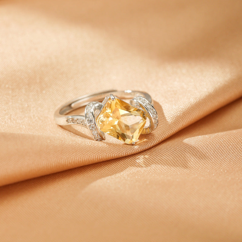 Bague Citrine – Secret de Lumière, Argent