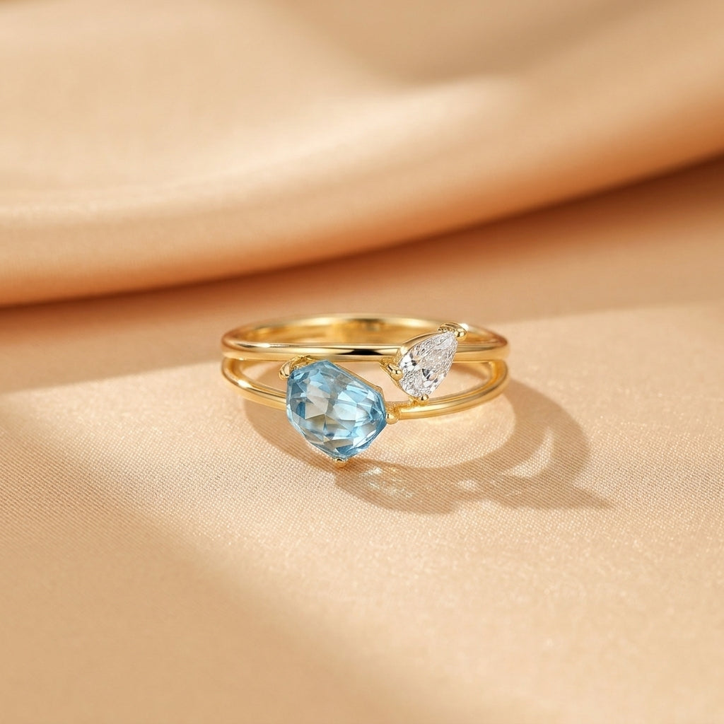 Topaz Ring – Olympe's Sparkle, Gold Plated Silver