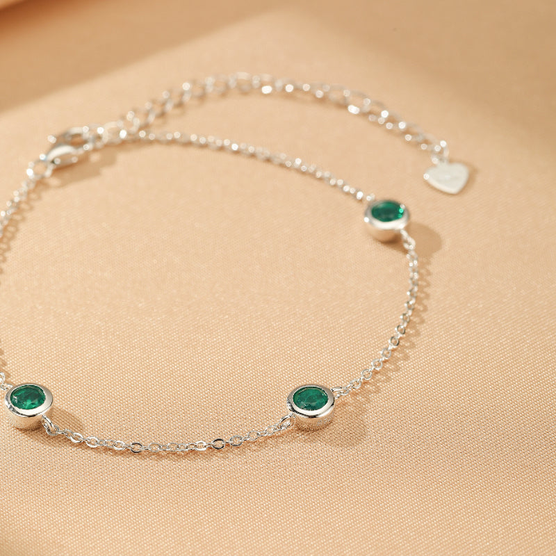 Bracelet Émeraude – Éclat de Printemps, Argent