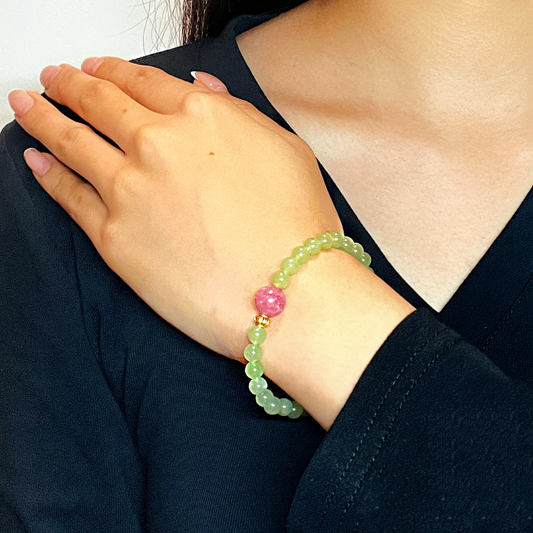 Bracelet Rhodonite et Jade – Duo Bien-Être