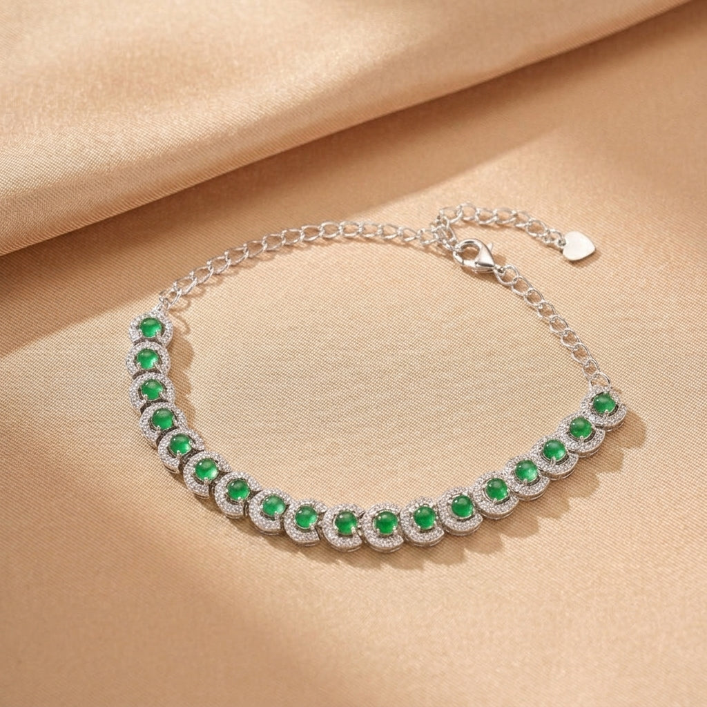 Bracelet Jadeïte – Jardin de Minuit, Argent