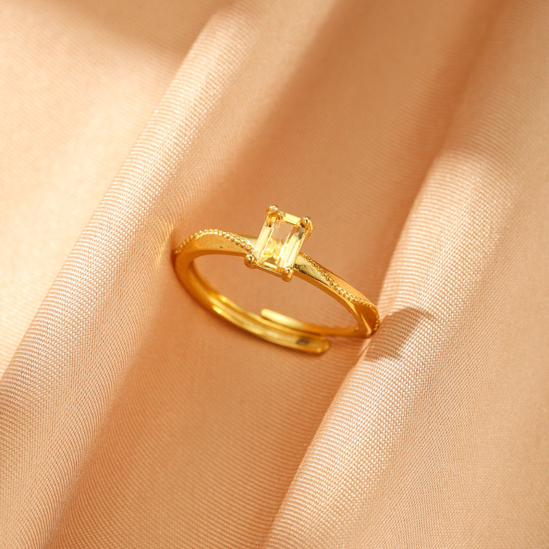 Bague Citrine – Murmure Doré, Argent Plaqué Or