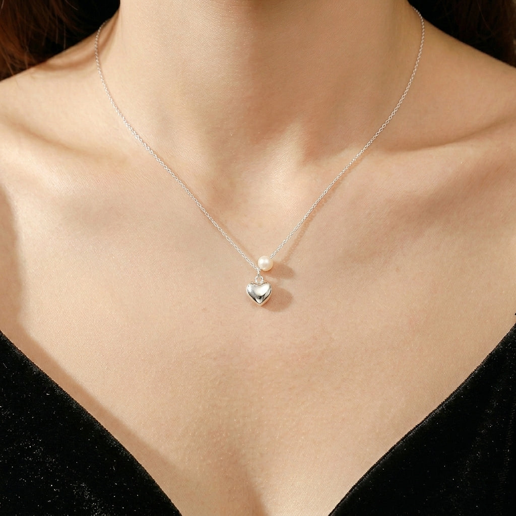 Collier Perle – Éclat du Cœur, Argent