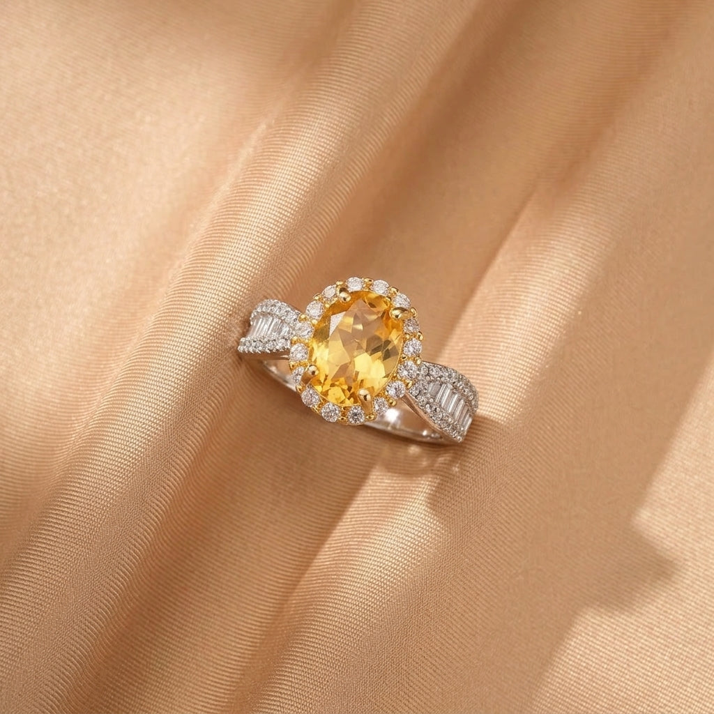 Bague Citrine – Caresse Solaire, Argent