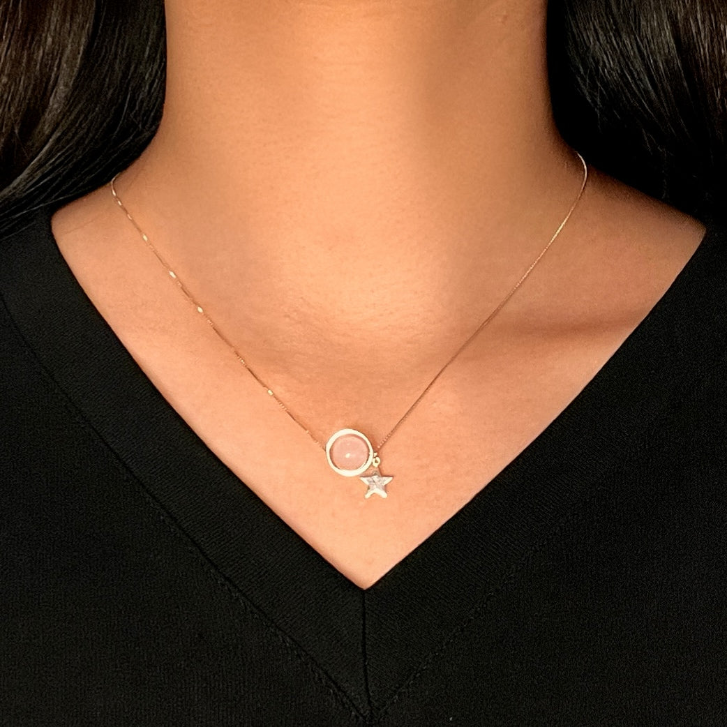 Collier Quartz Rose – Rêve Astral, Argent