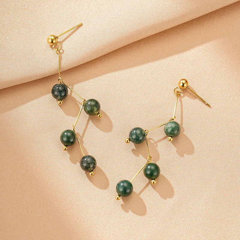 Boucles d'Oreilles Agate Verte – Danse Végétale
