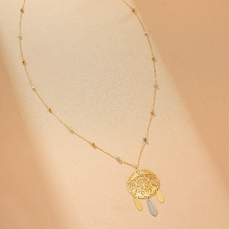 Green Fluorite and Amethyst Necklace - Harmonious Serenity