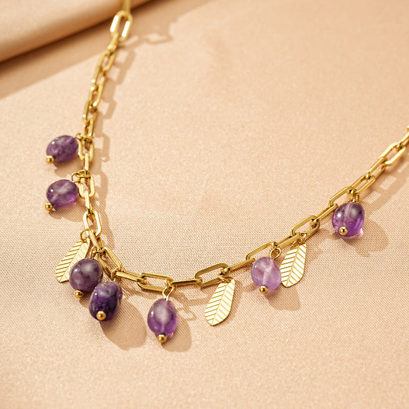 Collier Améthyste et Aventurine – Rayonnement Naturel