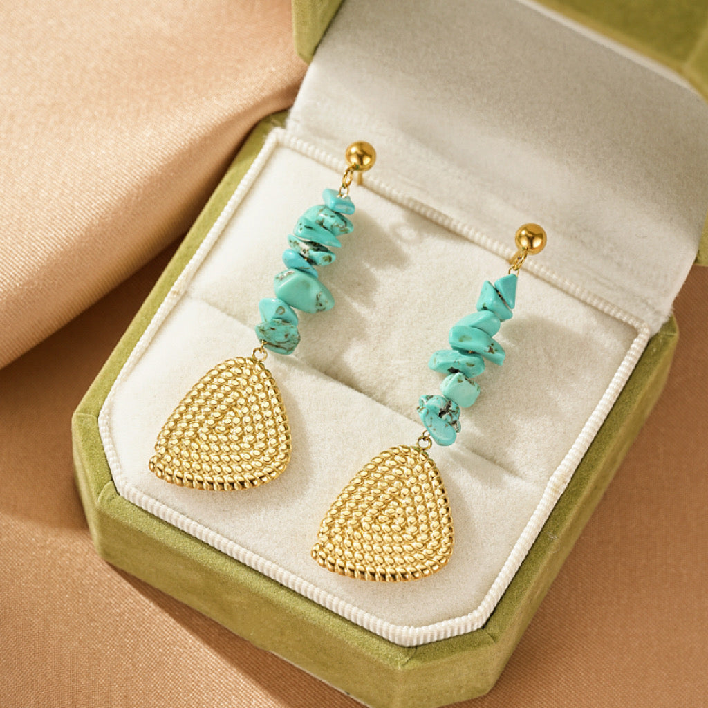 Boucles d'Oreilles Pendantes Turquoise – Éclat Bohème