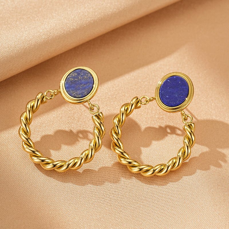 Boucles d'Oreilles Lapis Lazuli et Obsidienne – Brillance Céleste