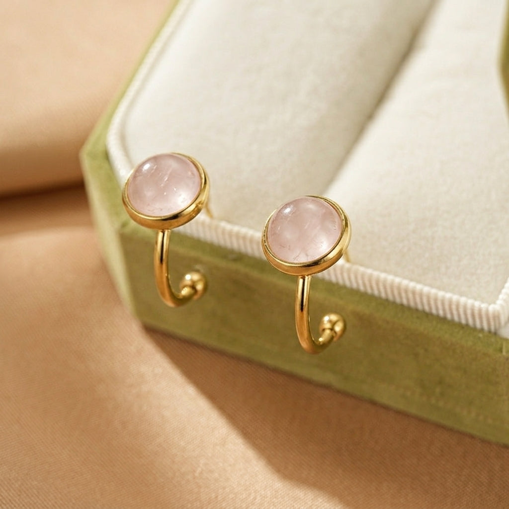 Boucles d'Oreilles Quartz Rose et Améthyste – Éclat Zen