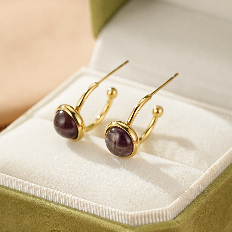 Boucles d'Oreilles Quartz Rose et Améthyste – Éclat Zen
